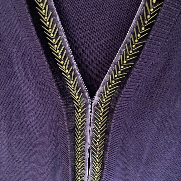Coldwater Creek Silk Blend Western Bead Trim Cardigan Purple Size M - Picture 5 of 8